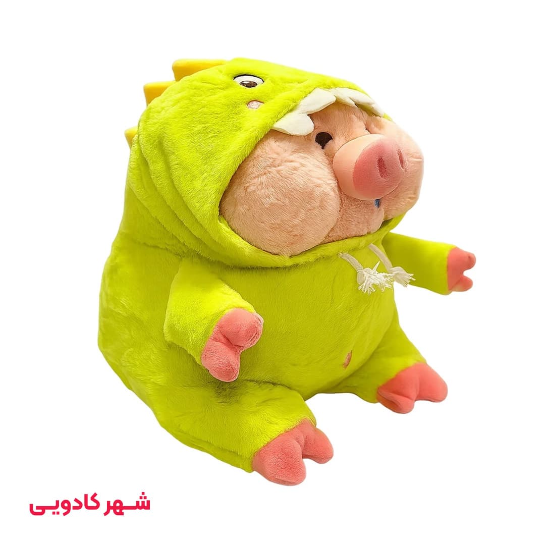 عروسک خوک با لباس دایناسوری سایز ۴۵ سانتی متر — تصویر ۲