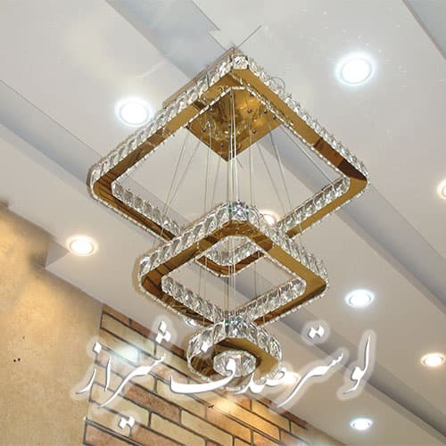 لوستر آویز 3حلقه مربع کهکشانی 50سانتی 50-30-15(ارسال رایگان)(تضمین سلامت تحویل کالا)(پرداخت در محل)(فروش اقساط)