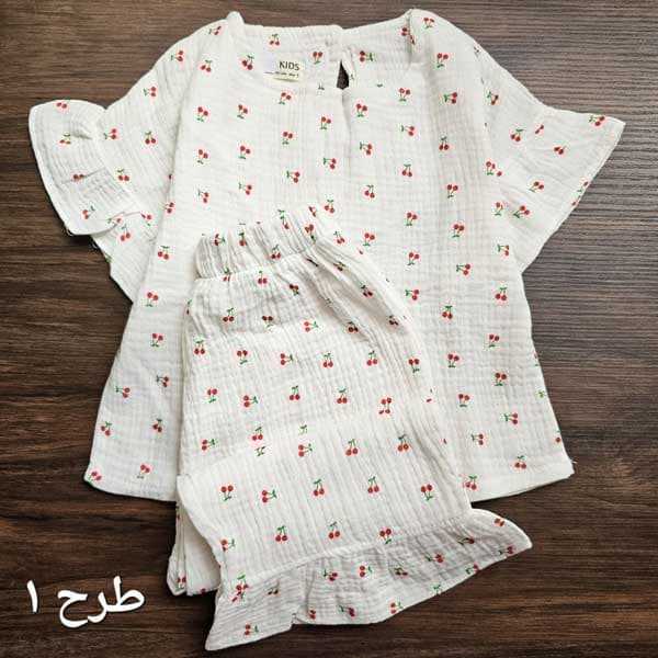 بلوز شلوار برمودا موسلین بچه گانه دخترانه کد 2867 — تصویر ۲