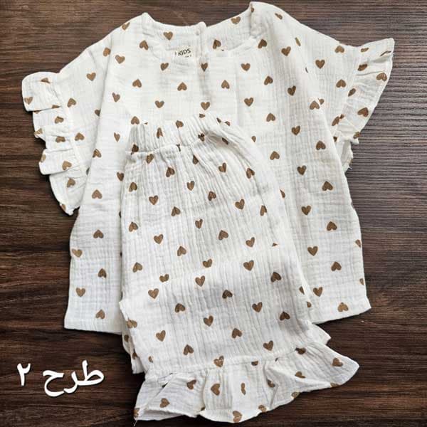 بلوز شلوار برمودا موسلین بچه گانه دخترانه کد 2867 — تصویر ۳