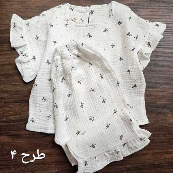 بلوز شلوار برمودا موسلین بچه گانه دخترانه کد 2867 — تصویر ۵