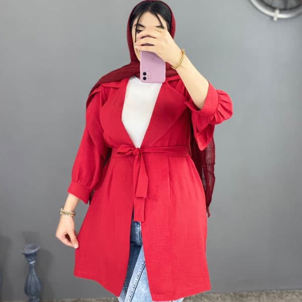 مانتو ابروبادی کمربند دار کد 642