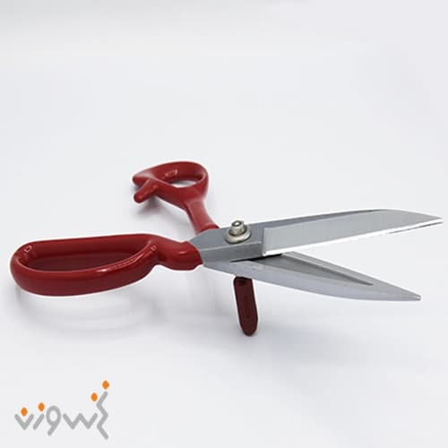 قیچی خیاطی دستی دسته قرمز آزو (PIN) سایز 10 — تصویر ۲