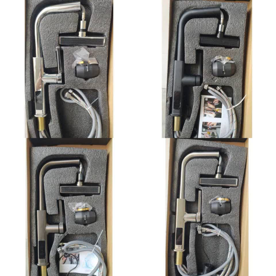 شیر ظرفشویی شاوری سه حالته led دار دودی haisheng