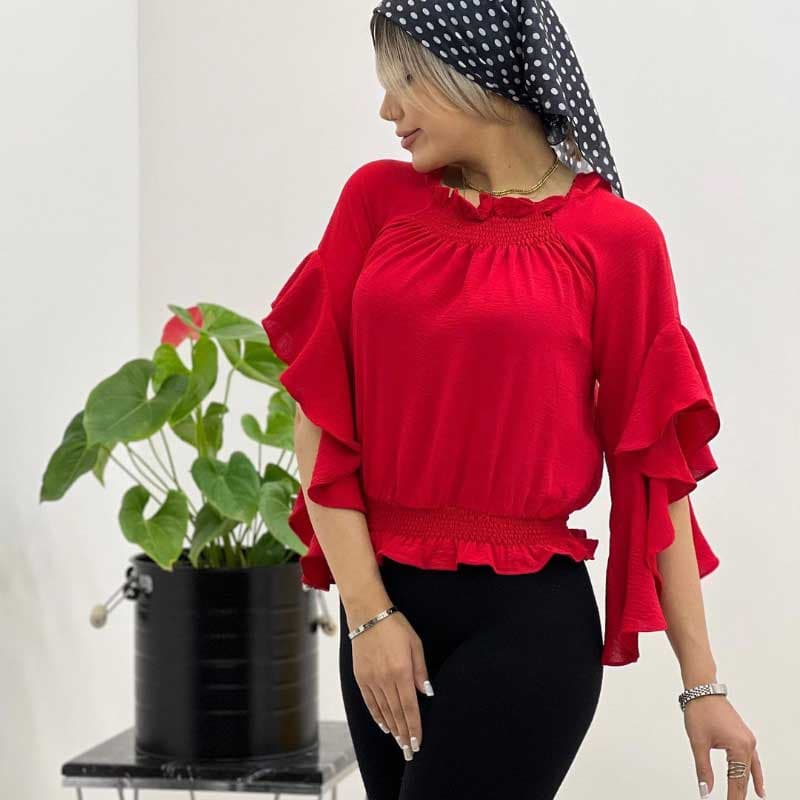 شومیز ابروبادی آستین کلوش کد 434 — تصویر ۳