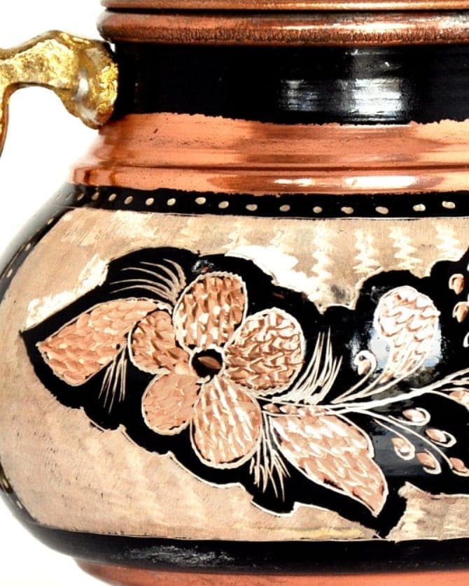 کتری و قوری مسی نقره کوبی کد 102149 — تصویر ۳