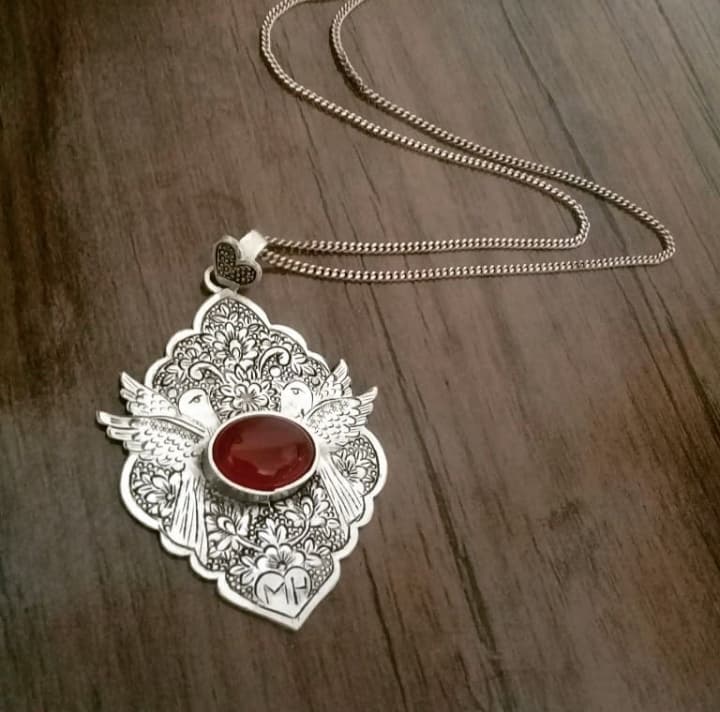 نیم ست نقره با سنگ عقیق طرح پرواز کد 102126 — تصویر ۲