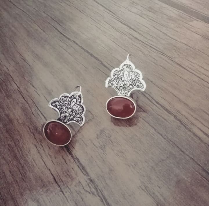 نیم ست نقره با سنگ عقیق طرح پرواز کد 102126 — تصویر ۳