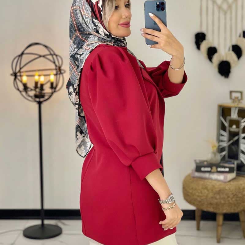 مانتو یقه انگلیسی آستین پفی کد 655 — تصویر ۴