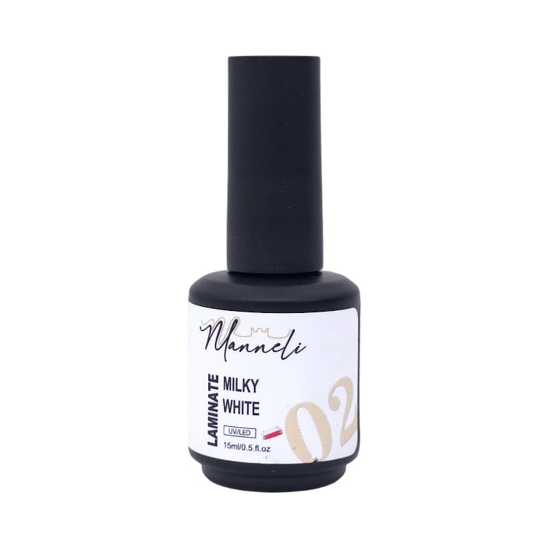 لمینت (رابربیس) کاشت ناخن مانلی Manneli | رنگ Milky White کد: 02 | حجم 15میل