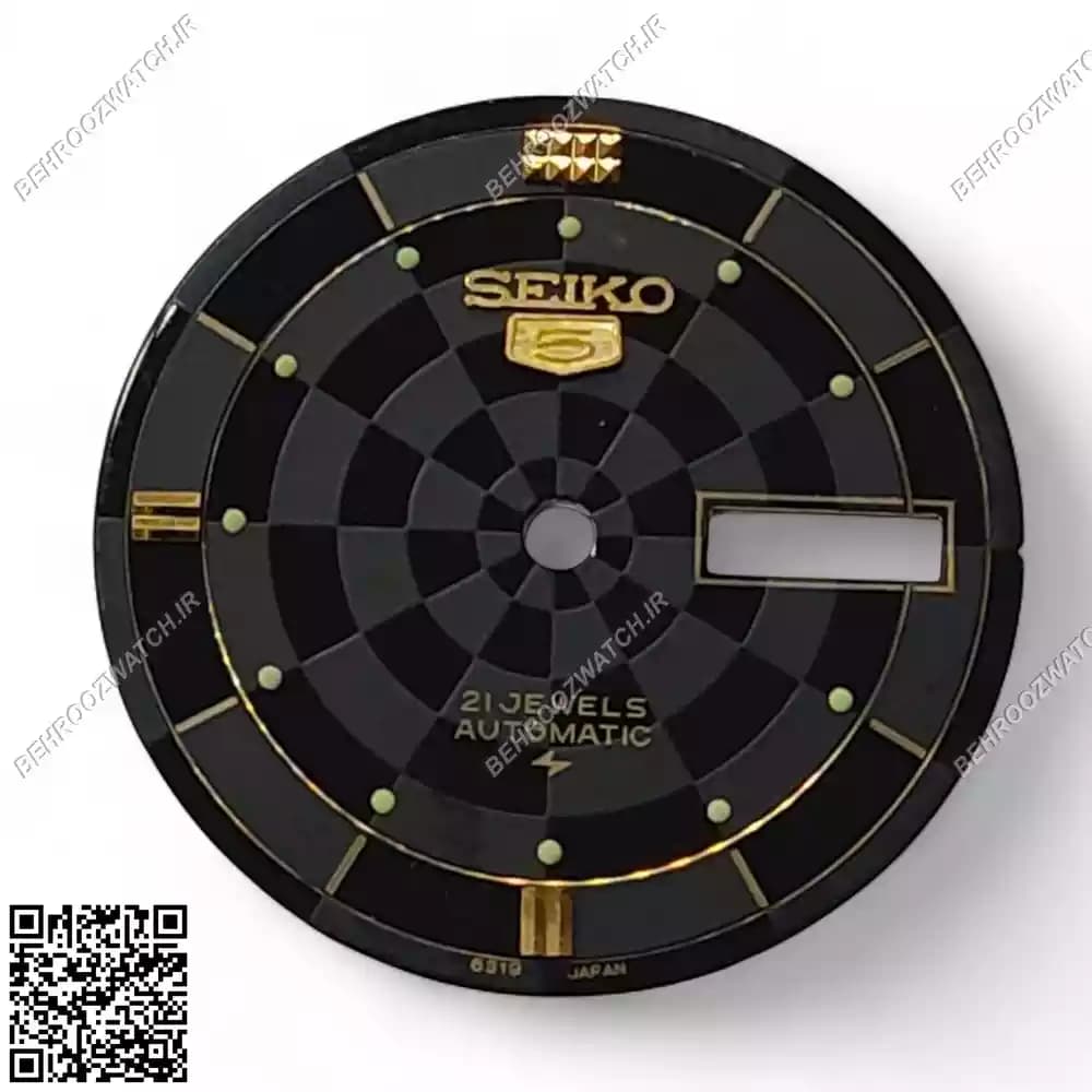 صفحه ساعت مچی سیکو 5 مردانه مشکی شطرنجی 6319