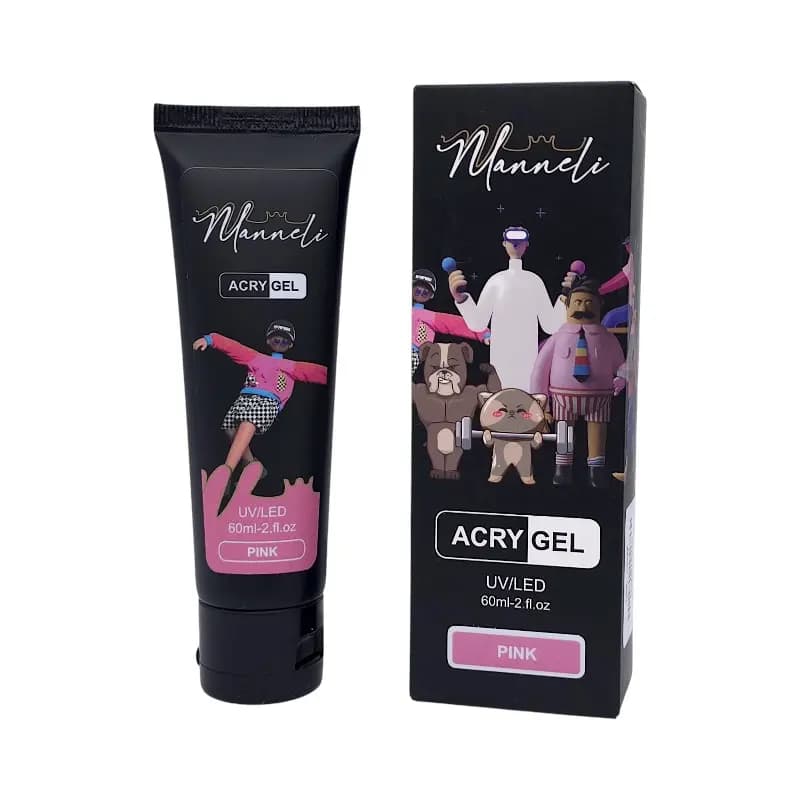 پلی ژل کاشت ناخن مانلی Manneli | رنگ صورتی Pink | حجم 60میل — تصویر ۲