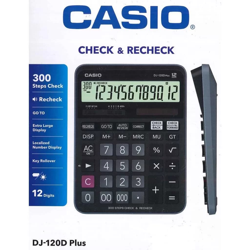 ماشین حساب رومیزی کاسیو مدل DJ-120D Plus — تصویر ۳