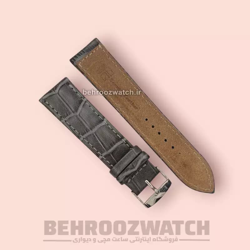 بند ساعت مچی مردانه چرم طبیعی PG طرح دار توسی سایز 22 — تصویر ۲