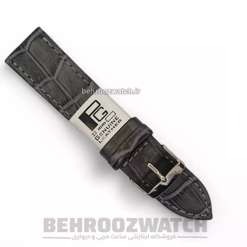 بند ساعت مچی مردانه چرم طبیعی PG طرح دار توسی سایز 22