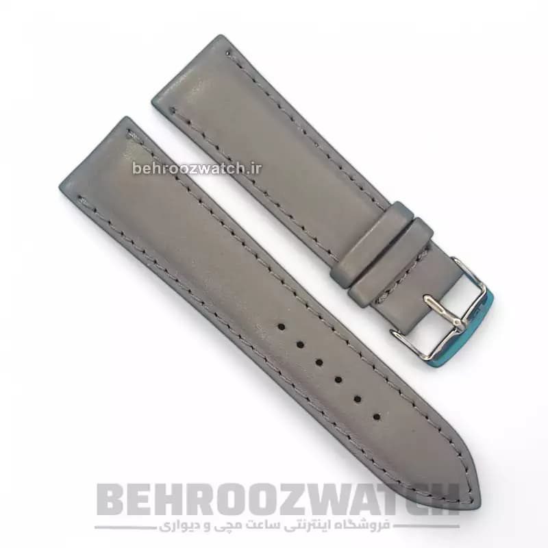 بند ساعت مچی مردانه چرم طبیعی PG ساده توسی سایز 22 — تصویر ۲