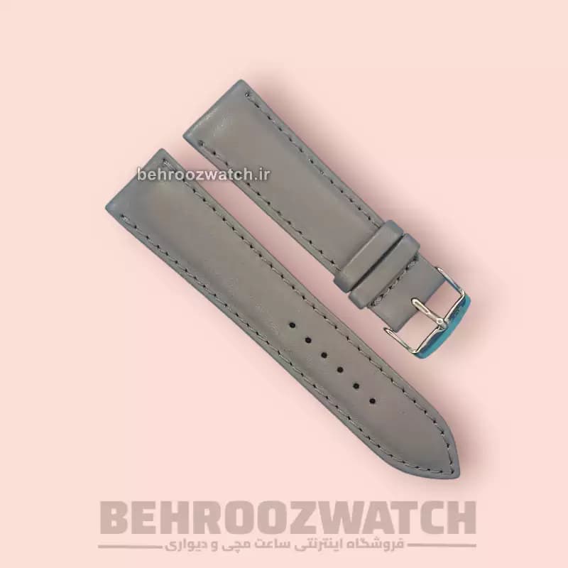 بند ساعت مچی مردانه چرم طبیعی PG ساده توسی سایز 22 — تصویر ۵