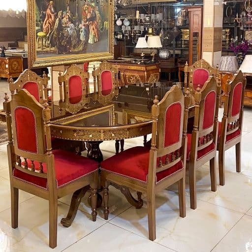 میز ناهارخوری هشت نفره چوب و صدف