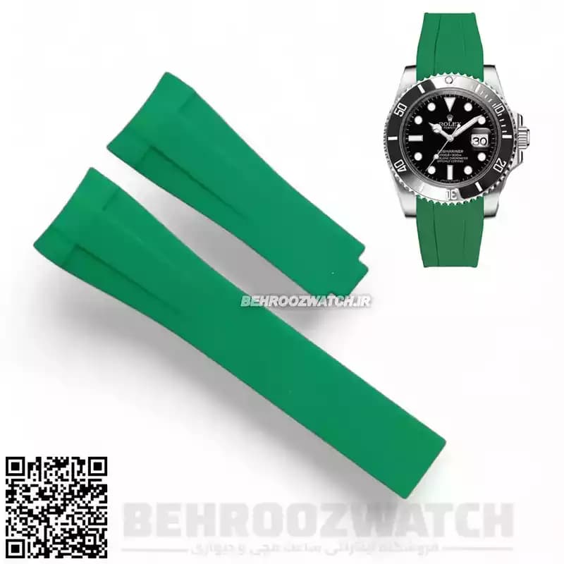 بند ساعت مچی رولکس ساب مارینر رابر فیکس سبز Rolex Daytona Submariner Soft Rubber Strap