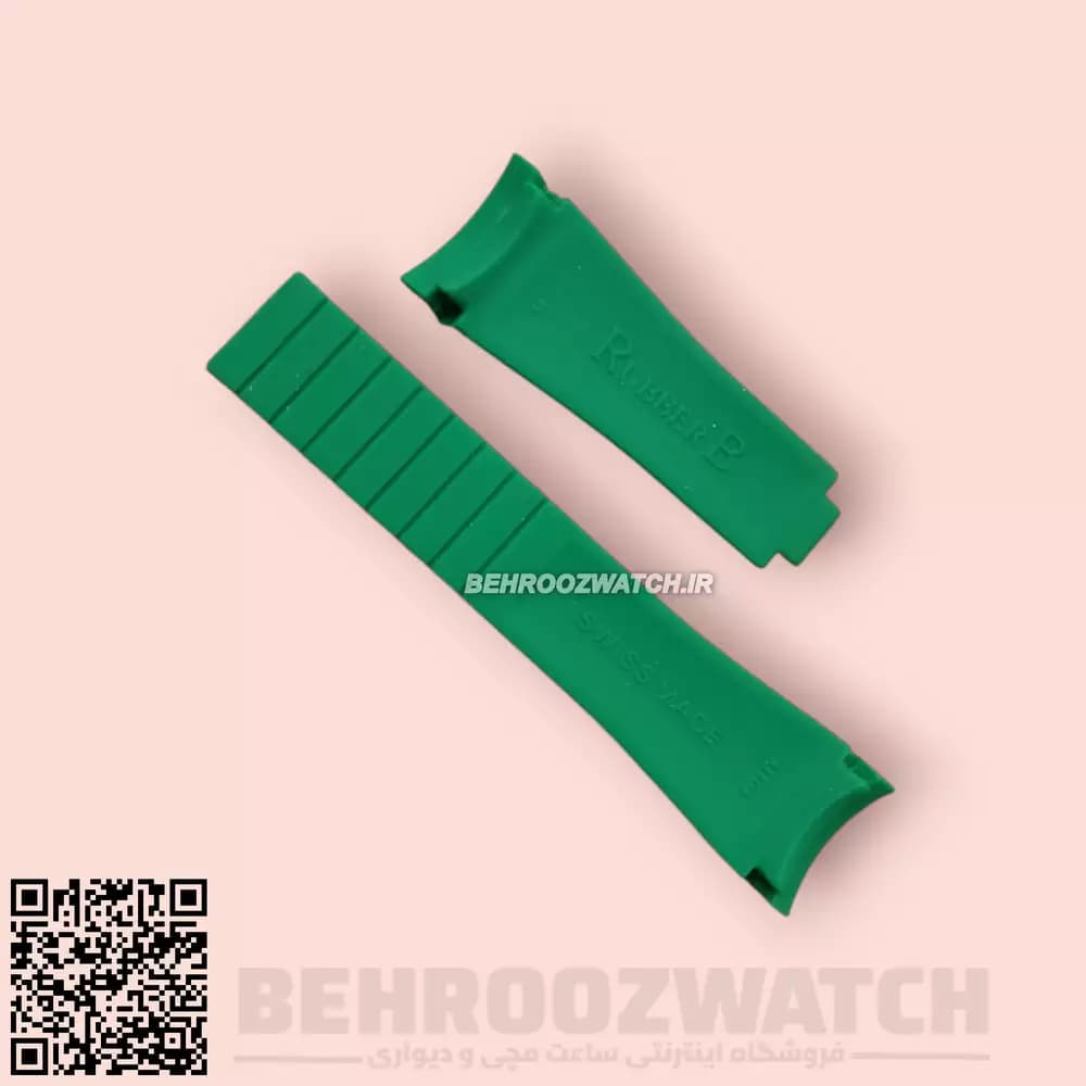 بند ساعت مچی رولکس ساب مارینر رابر فیکس سبز Rolex Daytona Submariner Soft Rubber Strap — تصویر ۴