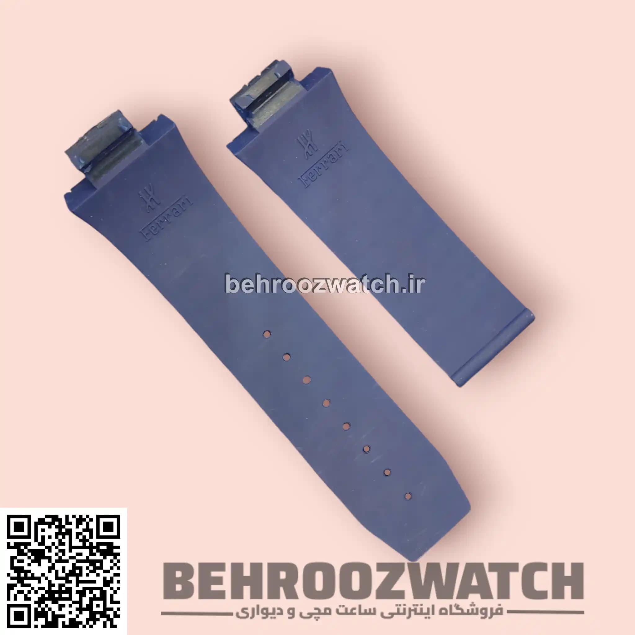 بند ساعت هابلوت فراری رابر مشکی Strap Hublot Big Bang Ferrari — تصویر ۵