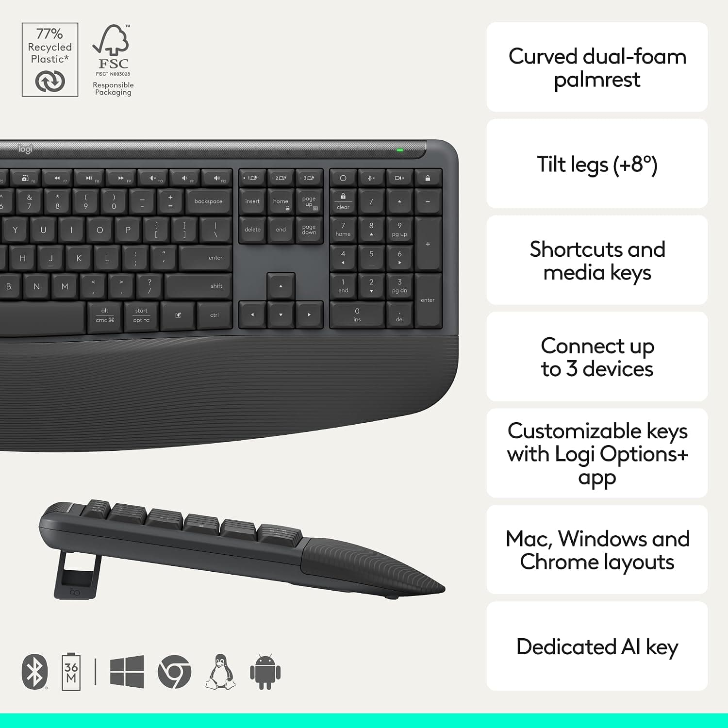 Logitech Signature Comfort Plus MK880 Wireless Keyboard — تصویر ۳