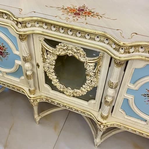 کنسول چوبی جدید آبی و کرم طلایی — تصویر ۲