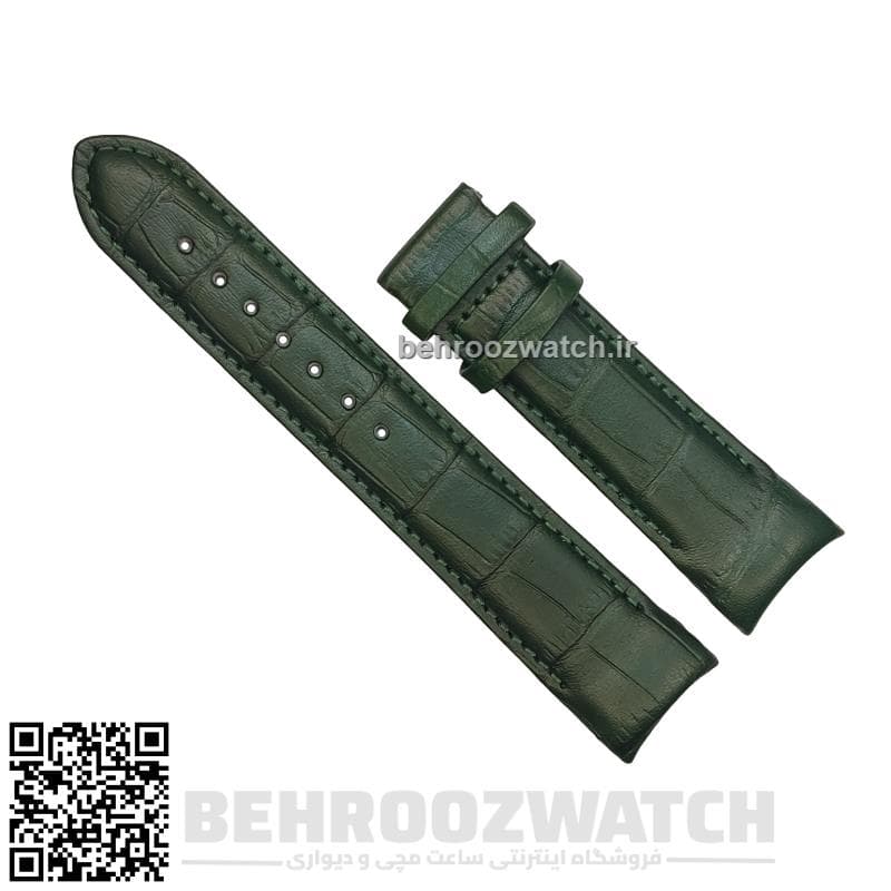 بند ساعت مچی چرم فیکس ژنو سبز طرح دار سایز 22 — تصویر ۲