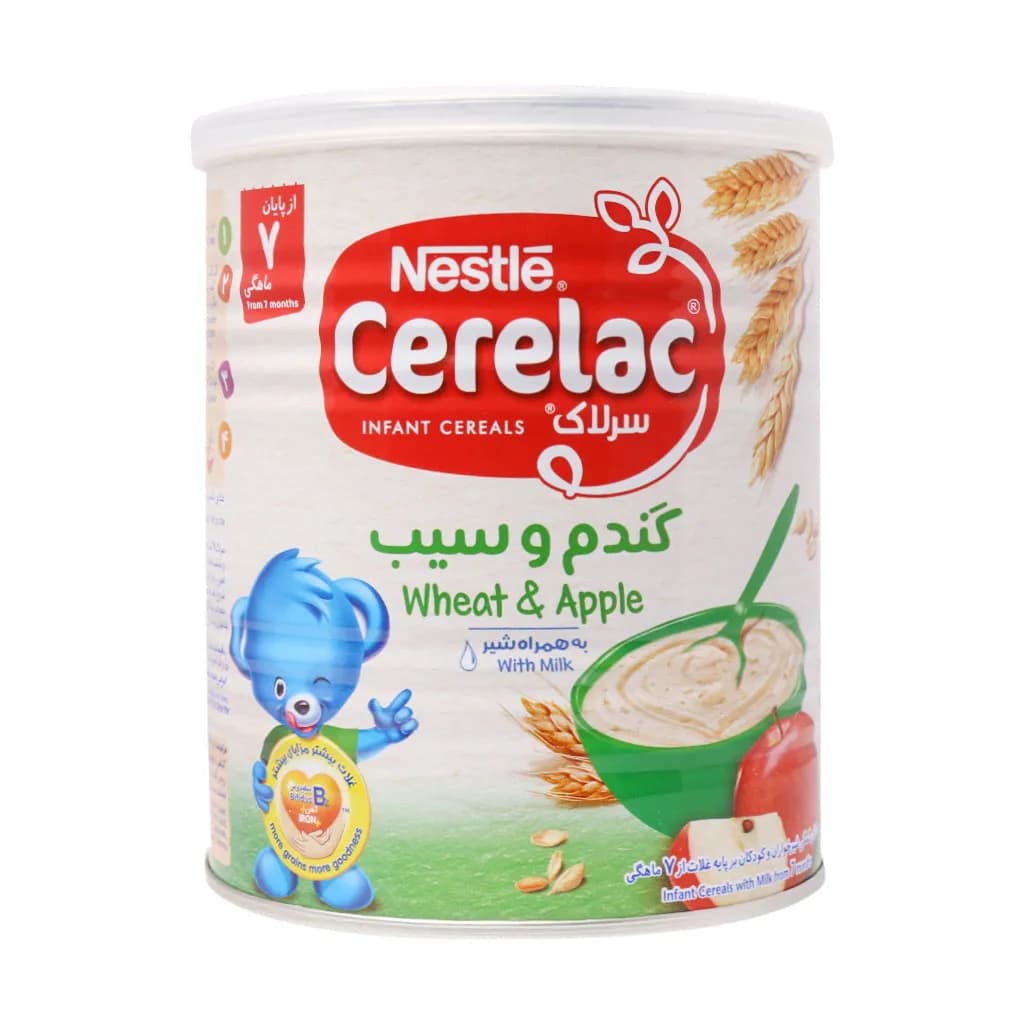 سرلاک گندم و سیب به همراه شیر نستله مناسب کودکان از پایان 7 ماهگی 400 گرم — تصویر ۹
