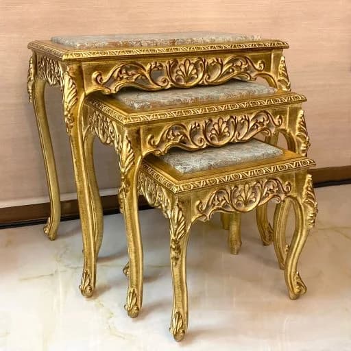 میز عسلی طلایی شیک با سنگ سبز