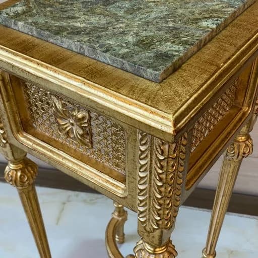 میز تلفن طلایی چوبی مربع — تصویر ۲