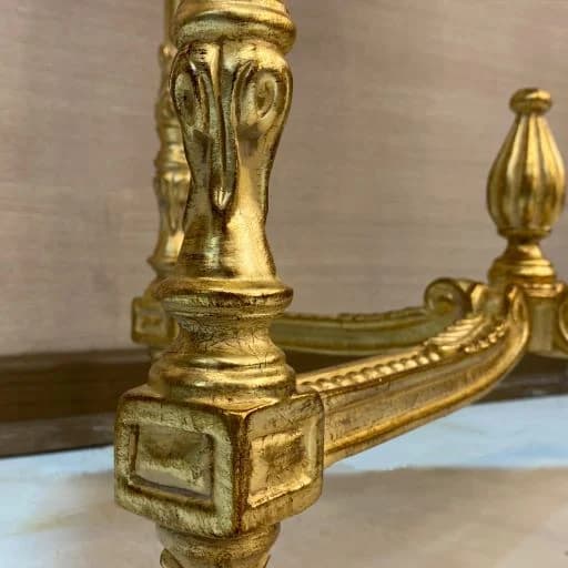 میز تلفن طلایی چوبی منبت — تصویر ۴
