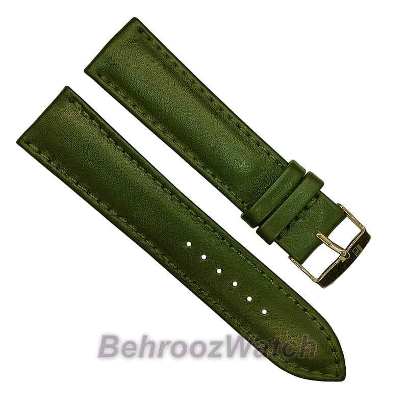بند ساعت مچی مردانه چرم طبیعی PG ساده سبز سیر سایز 22 — تصویر ۲