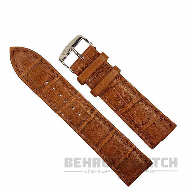 بند ساعت مچی مردانه چرم طبیعی PG طرح دار قهوه ای روشن سایز 20 — تصویر ۵