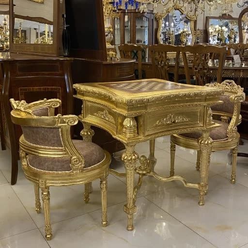 میز بازی تخته نرد و شطرنج طلایی — تصویر ۳