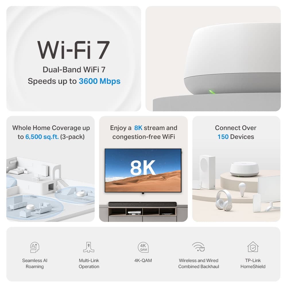 TPLINK Deco BE22(3PACK) BE3600 Whole Home Mesh WiFi 7 System — تصویر ۷