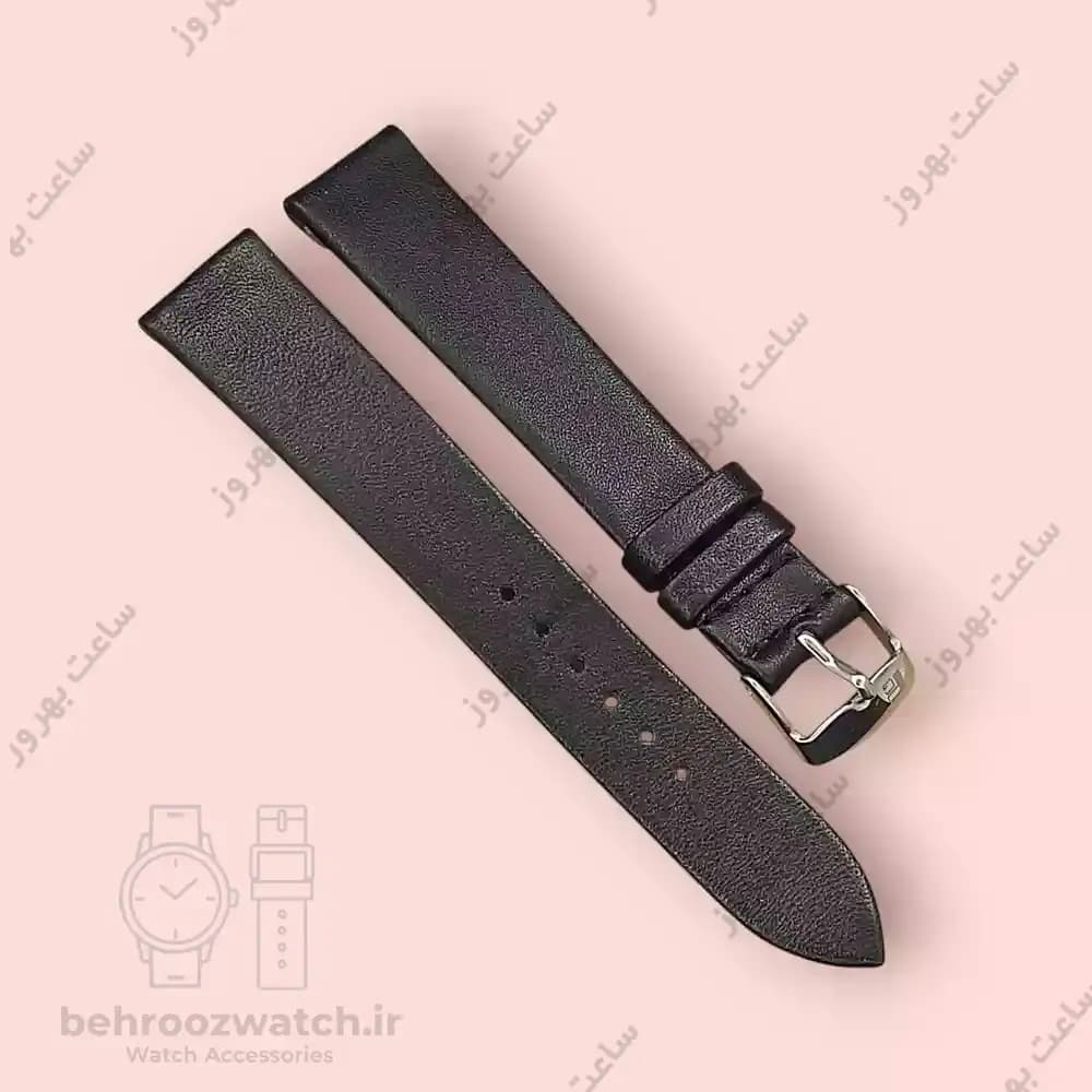 بند ساعت مچی چرم طبیعی PG ساده بدون دوخت مشکی سایز 18 — تصویر ۸