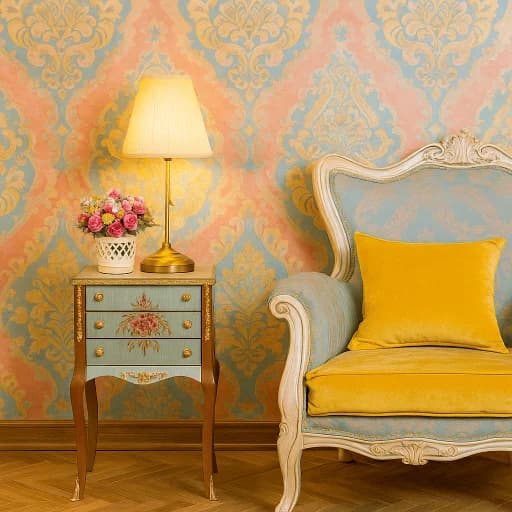 میز تلفن آبی و قهوه ای — تصویر ۶