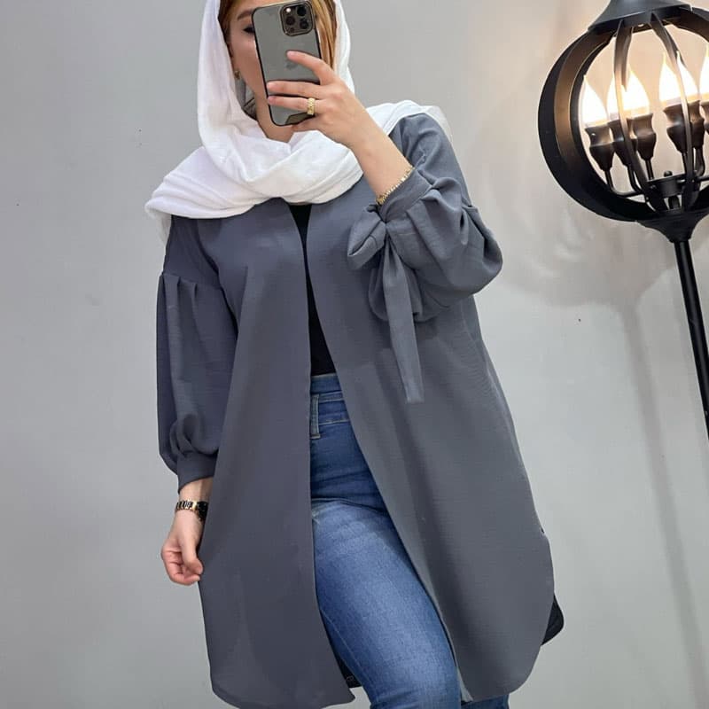 مانتو ابروبادی آستین گره ای