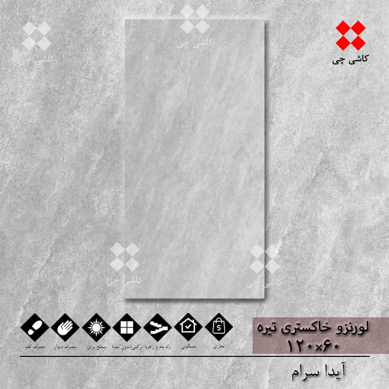 لورنزو خاکستری تیره 60×120 براق درجه 3 — تصویر ۴