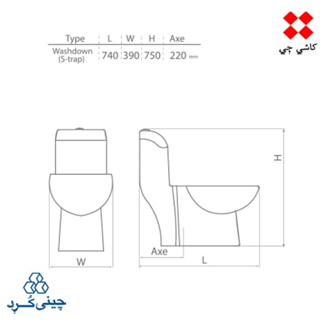 توالت فرنگی یک تکه والریا بیده دار و شیردار درجه 2 — تصویر ۲