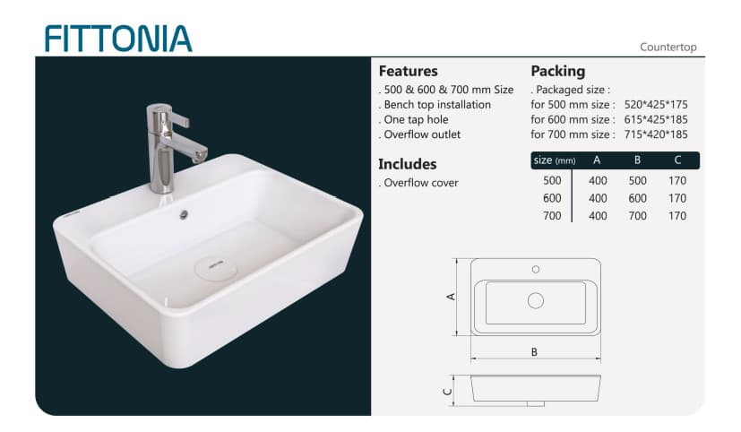 روشویی روکابینتی فیتونیا سایز 60 درجه 2 — تصویر ۵