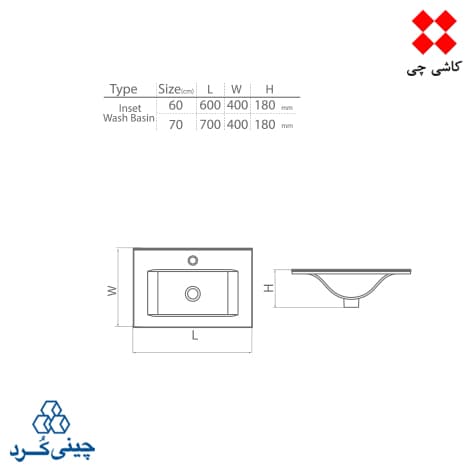 روشویی روکابینتی دافنه سایز 70 درجه 2 — تصویر ۲
