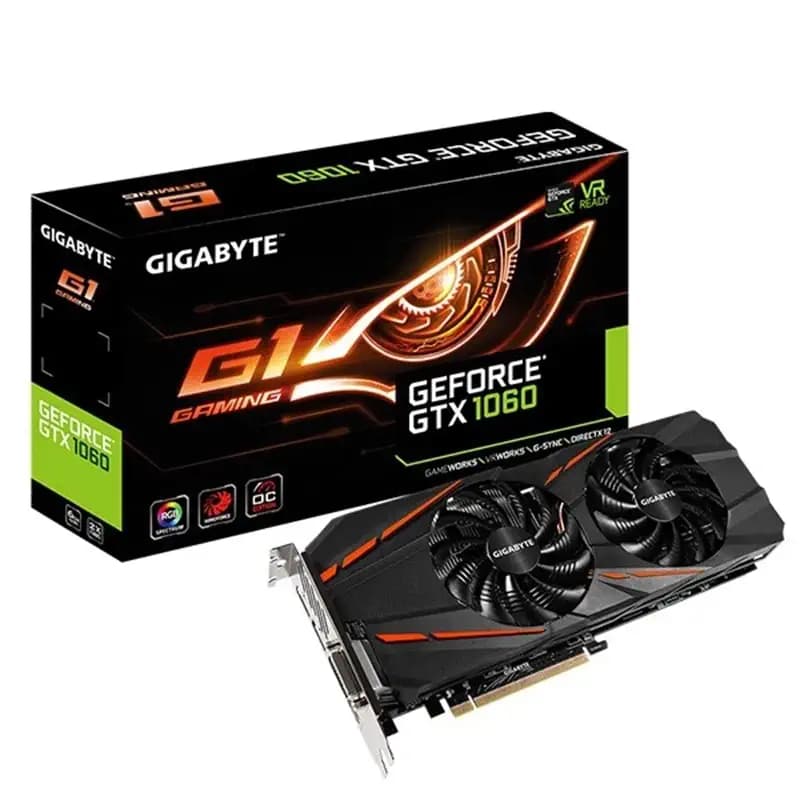 کارت گرافیک گیگابایت استوک با ظرفیت ۶ گیگابایت Gigabyte Geforce GTX 1060 G1 6GB GDDR5 192-bit — تصویر ۲