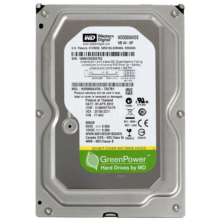 هارد دیسک اینترنال وسترن دیجیتال استوک مدل WD-AV-GP WD5000AVDS ظرفیت 500 گیگابایت — تصویر ۲
