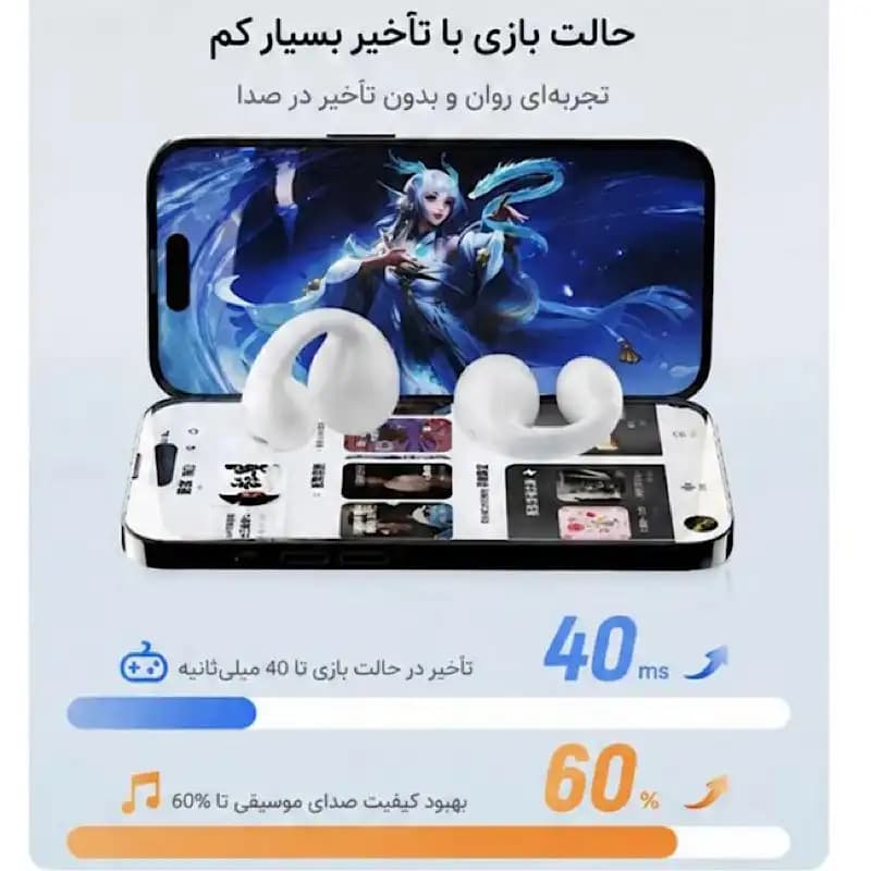 هندزفری ارگونومیک بلوتوثی مدل کلیپسی کد1013 — تصویر ۷