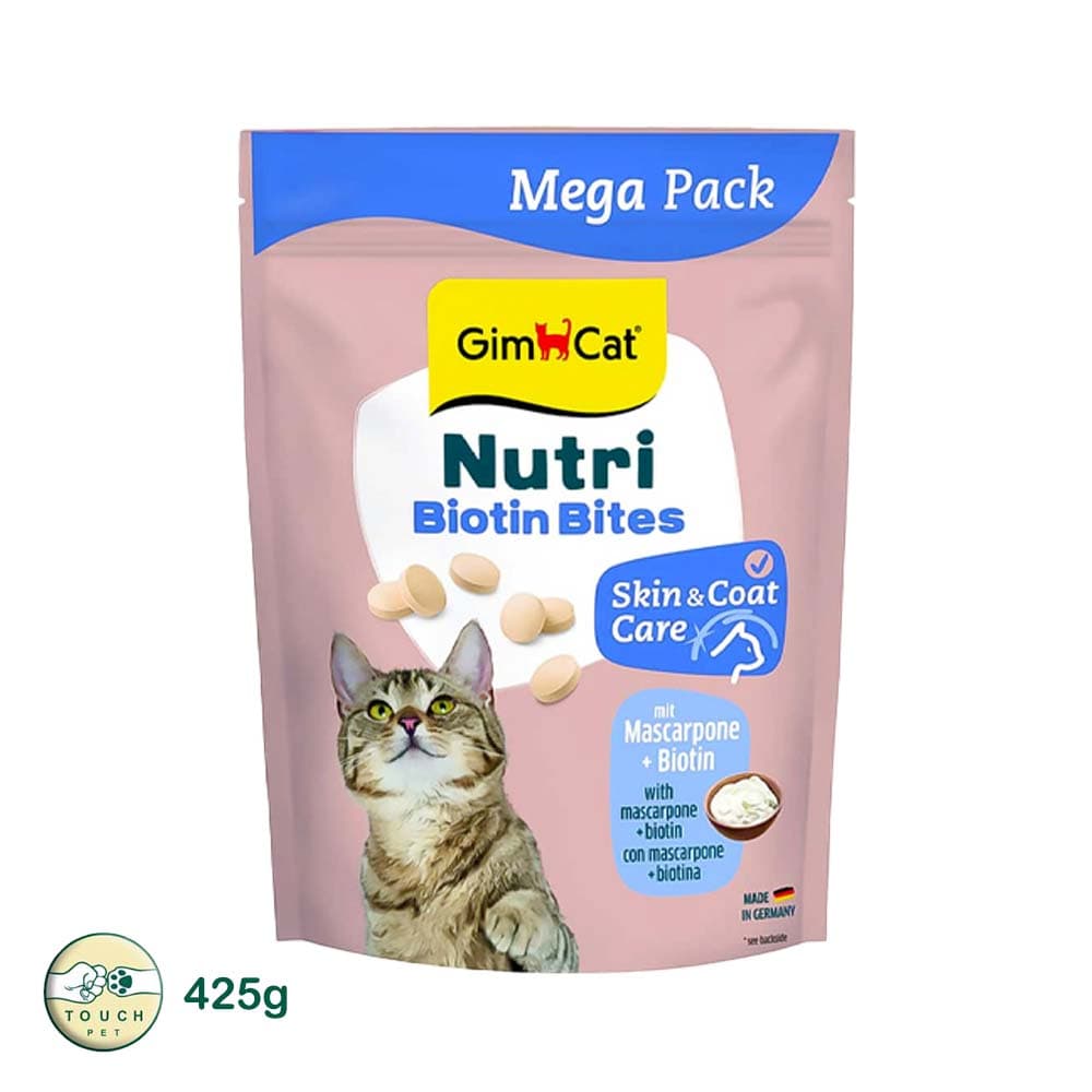 قرص تشویقی بیوتن مالت مگا پک گربه gimcat nutri biotin bites mega pack جیم کت وزن ۴۲۵ گرم