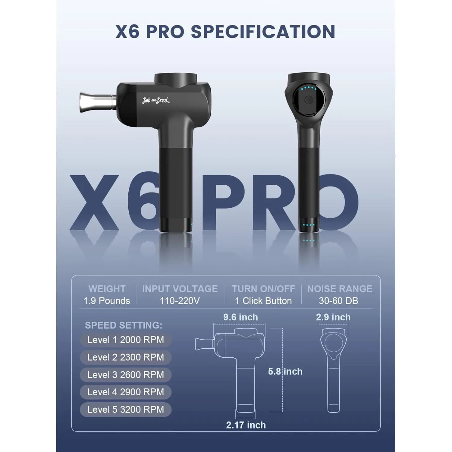ماساژور تفنگی Bob and Brad X6 Pro — تصویر ۲