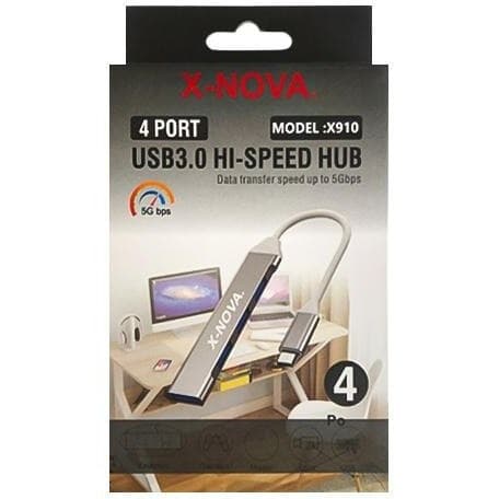 هاب USB 3.0 چهار پورت ایکس‌نووا مدل X910 با رابط Type-C (X-NOVA 4-Port USB 3.0 Hub Type-C) — تصویر ۲