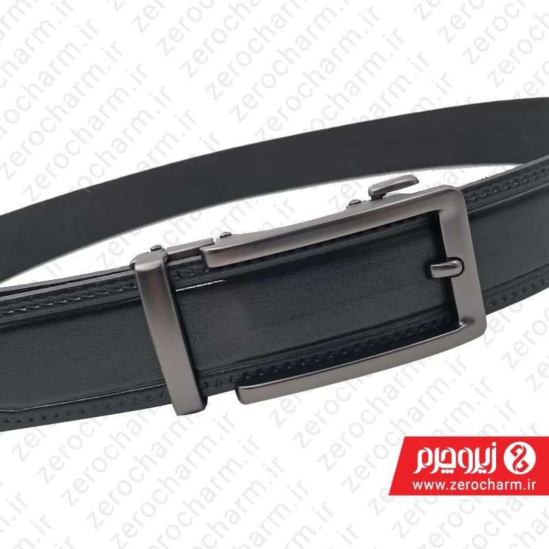 کمربند ریلی چرم طبیعی مشکی سایز 3.5